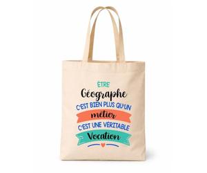 Planetee Tote bag beige Géographe une vocation Sac shopping Cadeau Collègue