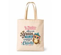 Planetee Tote bag beige la Monitrice d'équitation Chouette Grain Sac Cadeau Fin d'années