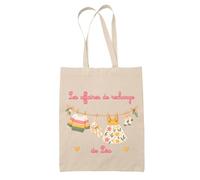 Planetee Tote Bag Beige Léa : Les affaires de secours | Sac Crèche École Goûter Bibliothèque | Coton Fairtrade 10 L Anses 70 cm | Cadeau Rentrée Fille