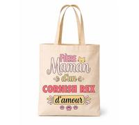 Planetee Tote bag beige Maman Cornish Rex d'amour Sac shopping réutilisable