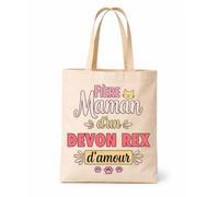 Planetee Tote bag beige Maman Devon Rex d'amour Sac shopping réutilisable