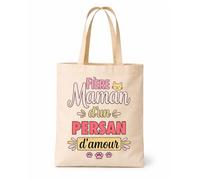 Planetee Tote bag beige Maman Persan d'amour Sac shopping réutilisable