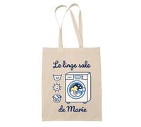 Planetee Tote Bag Beige Marie : Les affaires de secours | Sac Crèche École Goûter Bibliothèque | Coton Fairtrade 10 L Anses 70 cm | Cadeau Rentrée Fille