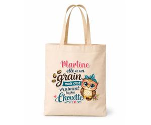 Planetee Tote bag beige Martine Chouette Grain Sac shopping réutilisable