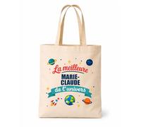 Planetee Tote bag beige Meilleure Marie-Claude de l'univers Sac shopping réutilisable