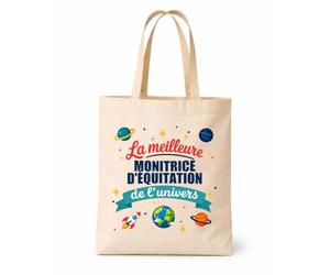 Planetee Tote bag beige Meilleure Monitrice d'équitation de l'univers Sac Cadeau Fin d'années