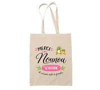 Planetee Tote Bag Beige Merci Nounou Séverine | Cadeau Fin d'Année Scolaire Nounou Assmat Assistante Maternelle Crèche | Cadeau de Remerciement | Sac Coton 10 L