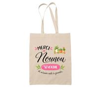 Planetee Tote Bag Beige Merci Nounou Séverine | Cadeau Fin d'Année Scolaire Nounou Assmat Assistante Maternelle Crèche | Cadeau de Remerciement | Sac Coton 10 L