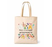 Planetee Tote bag beige Merci Super Orthophoniste Sac shopping réutilisable