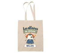 Planetee Tote Bag Beige Milan : Les affaires de secours | Sac Crèche École Goûter Bibliothèque | Coton Fairtrade 10 L Anses 70 cm | Cadeau Rentrée Garçon