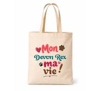 Planetee Tote bag beige Mon Devon Rex ma vie Sac shopping réutilisable