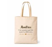 Planetee Tote bag beige Monitrice une passion Sac Cadeau Fin d'années