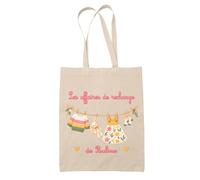 Planetee Tote Bag Beige Pauline : Les affaires de secours | Sac Crèche École Goûter Bibliothèque | Coton Fairtrade 10 L Anses 70 cm | Cadeau Rentrée Fille