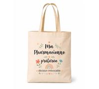 Planetee Tote bag beige Pharmacienne préférée Sac shopping réutilisable