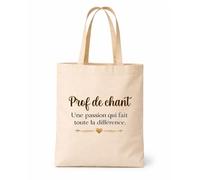 Planetee Tote bag beige Prof de chant une passion Sac cadeau fin d'années