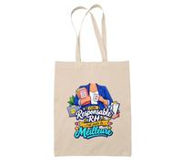 Planetee Tote Bag Beige Responsable Rh C'est juste la Meilleure Métier | Sac en Coton Fairtrade 180 g/m² 10 L Anses 70 cm | Courses Bureau Plage Marché | Cadeau Femme Maîtresse Anniversaire
