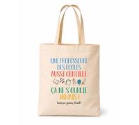 Planetee Tote bag beige une Professeure des écoles aussi gentille Sac cadeau fin d'années