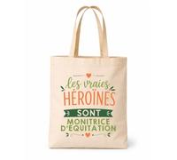 Planetee Tote bag beige Vraies Héroïnes Monitrice d'équitation Sac Cadeau Fin d'années