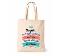 Planetee Tote bag beige Yogiste une vocation Sac shopping Cadeau Collègue