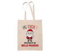 Planetee Tote bag Belle-Maman Pas Touche Père Noël - Sac Shopping - Secret santa Cadeau Noël Humour Insolite Collègue