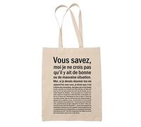 Planetee Tote Bag Bonne ou Mauvaise Situation | Sac en toile Cabas Coton Beige Métier Travail Boulot