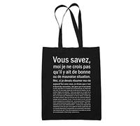 Planetee Tote Bag Bonne ou Mauvaise Situation | Sac en toile Cabas Coton Noir Métier Travail Boulot