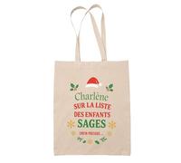 Planetee Tote bag Charlène Liste des enfants sages - Sac Shopping - Secret santa Cadeau Noël Humour Insolite Collègue