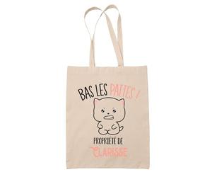 Planetee Tote bag Clarisse Bas les pattes Chat | Sac en toile coton Original Cadeau Anniversaire Noël Humour fête des mères