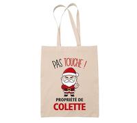 Planetee Tote bag Colette Pas Touche Père Noël - Sac Shopping - Secret santa Cadeau Noël Humour Insolite Collègue