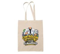 Planetee Tote Bag Controleur Qualite C'est juste le Meilleur Métier | Sac de Plage en Toile de Coton Épaule | Idée Cadeau Homme Papa Anniversaire Noël | Imprimé en Bretagne