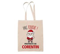Planetee Tote bag Corentin Pas Touche Père Noël - Sac Shopping - Secret santa Cadeau Noël Humour Insolite Collègue