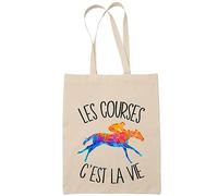 Planetee Tote bag courses hippiques c'est la vie | Idée Cadeau Sac cabas Bandoulière, Sac de Plage | Imprimé en France