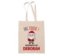 Planetee Tote bag Deborah Pas Touche Père Noël - Sac Shopping - Secret santa Cadeau Noël Humour Insolite Collègue