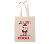 Planetee Tote bag Déborah Pas Touche Père Noël - Sac Shopping - Secret santa Cadeau Noël Humour Insolite Collègue