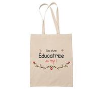 Planetee Tote Bag Éducatrice au Top | Idée Cadeau Collègue Travail Retraite Sac Cabas Réutilisable