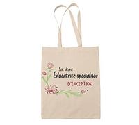 Planetee Tote Bag Éducatrice spécialisée d'Exception | Idée Cadeau Collègue Travail Retraite Sac Cabas Réutilisable