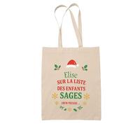 Planetee Tote bag Elise Liste des enfants sages - Sac Shopping - Secret santa Cadeau Noël Humour Insolite Collègue