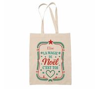 Planetee Tote bag Elise Magie de noël Rectangle - Sac Shopping - Secret santa Cadeau Noël Humour Insolite Collègue