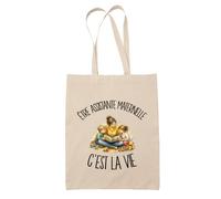 Planetee Tote Bag Être Assistante Maternelle C'est La Vie | Sac de Plage en Toile de Coton Épaule | Idée Cadeau Femme Maîtresse Anniversaire Noël | Imprimé en Bretagne