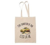 Planetee Tote Bag Être Chauffeur de Taxi C'est La Vie | Sac de Plage en Toile de Coton Épaule | Idée Cadeau Femme Maîtresse Anniversaire Noël | Imprimé en Bretagne