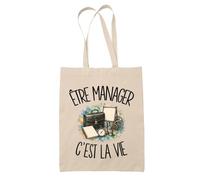 Planetee Tote Bag Être manager c'est la vie | Sac de Plage en Toile de Coton Épaule | Idée Cadeau Encadrant Encadrante Homme Femme Anniversaire Noël | Imprimé en Bretagne