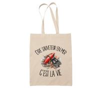 Planetee Tote Bag Être Sauveteur en Mer C'est La Vie | Sac de Plage en Toile de Coton Épaule | Idée Cadeau Femme Maîtresse Anniversaire Noël | Imprimé en Bretagne