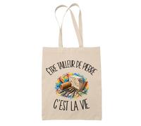 Planetee Tote Bag Être tailleur de pierre c'est la vie | Sac de Plage en Toile de Coton Épaule | Idée Cadeau Artisan D'art Homme Femme Anniversaire Noël | Imprimé en Bretagne
