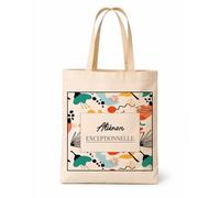 Planetee Tote bag femme coton Aliénor Exceptionnelle design abstrait Sac Shopping Réutilisable Cadeau Maman Mamie Fête des Mères Anniversaire Noël