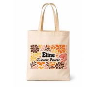 Planetee Tote bag femme coton Eline Flower Power Design rétro Vintage Années 70s Sac Shopping Réutilisable Cadeau Maman Mamie Fête des Mères Anniversaire Noël