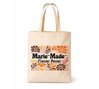 Planetee Tote bag femme coton Marie-Madeleine Flower Power Design rétro Vintage Années 70s Sac Shopping Réutilisable Cadeau Maman Mamie Fête des Mères Anniversaire Noël