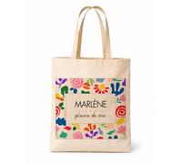 Planetee Tote bag femme coton Marlène Pleine de vie Design style Pop Art Vintage Sac Shopping Réutilisable Cadeau Maman Mamie Fête des Mères Anniversaire Noël