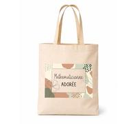 Planetee Tote bag femme coton Mathématicienne Adorée design graphique sac prénom cadeau anniversaire Noël sac tissu
