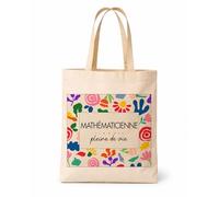 Planetee Tote bag femme coton Mathématicienne Pleine de vie Design style Pop Art Vintage Sac Shopping Réutilisable - Idée Cadeau Originale Départ Retraite Collègue