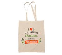 Planetee Tote bag femme coton meilleure Chanteuse Super pouvoir Sac Shopping Réutilisable Cadeau Maman Mamie Fête des Mères Anniversaire Noël